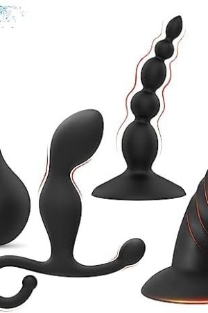 4 Pcs Anal Training Kit Butt Plug Set Anal Beads With Douche Enema Bulb Cleaner Adult Sex Toys For Men And Women Beginners, Waterproof Silicone Anal Trainer Strong Suction Cup Prostate Massager