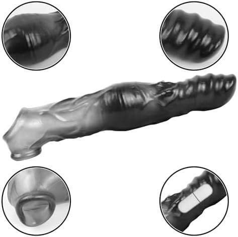 Vibrating Penis Sleeve With Cock Ring, Reusable Thicken Condom Dildo Vibrator Penis Extender Enlarger Delay Ejaculation Sex Toys For Couple Stimulation (Black) - Image 3