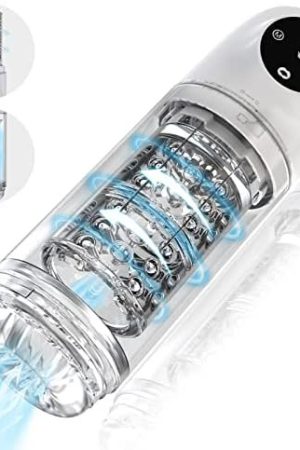 4 In 1 Upgraded Male Masturbator 4S Lockable Penis Pump One-Click Release Vacuum Pumps 7 Rhythmic Suction 7 Smooth Rotation Automatic Male Masturbators Pocket Pussy Adult Sex Toys Men(Black)