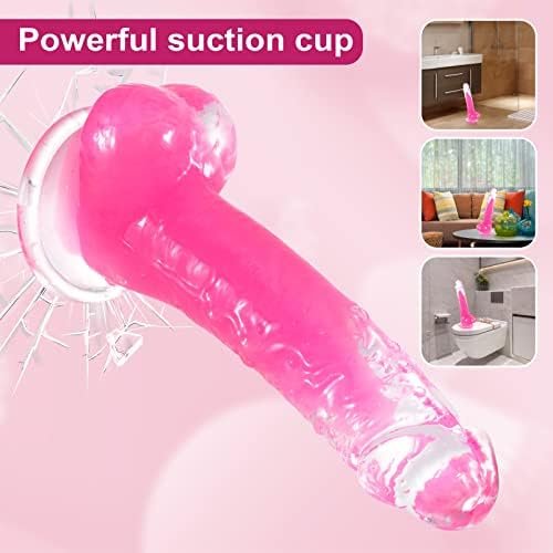 Pink Dildo,7.6 In Glow In The Dark Dildo With Strong Suction Cup For For Men Women - Image 3