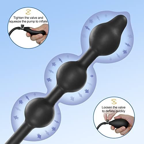 Expand Inflatable Anal Butt Plug Silicone Anal Beads With 3 Balls Detachable Needle Adjustable Size Adult Sex Toy For Gay Lesbian Couple Masturbation - Image 3