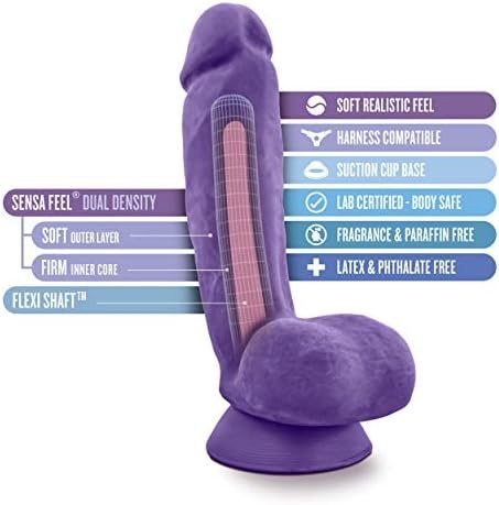 Blush Au Naturel Pound - Realistic 8.5 Inch Long Sensa Feel Dual Density Dildo - 2" Thick - Flexishaft Bendable Body - Strap On Compatible Suction Cup Hands Free Play Sex Toy For Men Women - Purple - Image 2