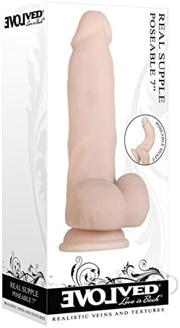 Evolved Love Is Back - Real Supple - Life-Like Feel - Poseable 7 Inch Realistic Veins And Textures - Bendable Shaft With Suction-Cup Dildo - Light/Beige