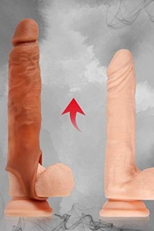 Reusable Pennis Sleeves Girth For Men Extender Enlarger Extension Sheath Elastic Long Lasting Time Size Sleeve Waterproof Best Gift For Men -Brown