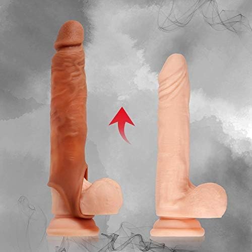 Reusable Pennis Sleeves Girth For Men Extender Enlarger Extension Sheath Elastic Long Lasting Time Size Sleeve Waterproof Best Gift For Men -Brown