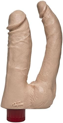 Doc Johnson The Naturals - Vibrating Double Penetrator Dildo - Thick And Thin Dildo Attached At Balls - Made Of Body-Safe Pvc - Proudly Made In America - Dildo - White