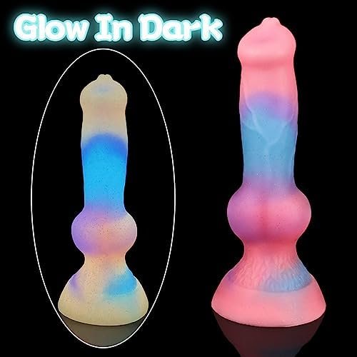 Gienocy Alien Realistic Dildo Silicone Luminous Dildo With Strong Suction Cup Anal Plug G-Spot Stimulation Soft Monster Dildos Anal Dildo Butt Plug Masturbation Sex Toy For Women And Men (Dog Dildo) - Image 3