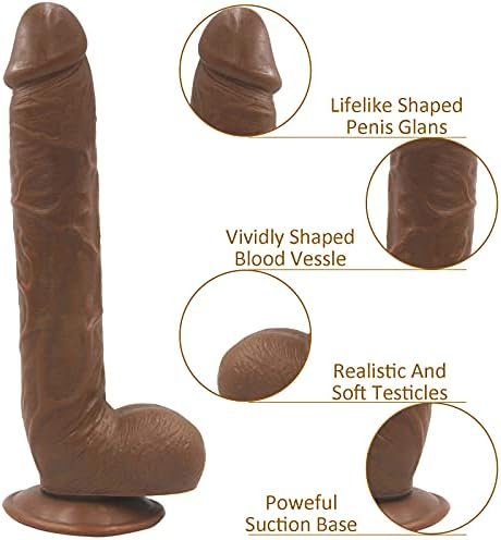 Realistic Dildo Strong Suction Cup, Ultra-Soft Dildos For Hands-Free, Huge Dildo Adult Toy,10 Inch Black - Image 2