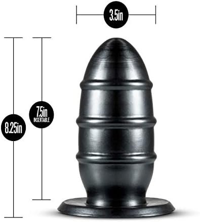 Blush Jet Fuc Plug - 8 Inch Long Extra Girthy 3.5" Wide Anal Butt Plug - Sturdy Suction Cup For Hands Free Play - Soft Plump Body Safe Sex Toy For Men Women - Huge 2 Pounds - Carbon Metallic Black - Image 3