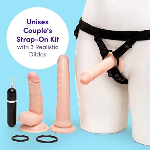 Lovehoney Lifelike Lover Strap On Dildo Kit - Includes 6 Inch Vibrating Dildo - 8 Inch Realistic Dildo - 6 Inch Slimline Anal Dildo - 3 O-Rings & Adjustable Harness - Flesh Pink - Image 2