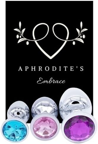 Aphrodite'S Embrace 3 Pc Butt Plugs Set- Stainless Steel Metal Jewel Anal Sex Toys