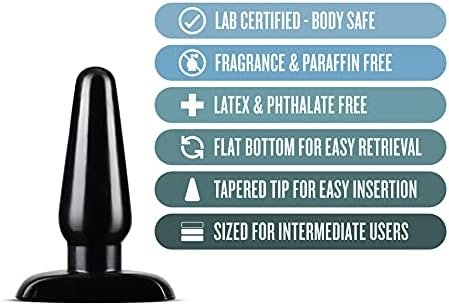 Blush Anal Adventures Basic Butt Plug - 4 3/4 Inch Medium Easy To Insert Smooth Latex Free Pleasure Intermediate Advanced Adult Toy - Comfortable Anchor Base - Sex Toys For Women Men Couples - Black - Image 2