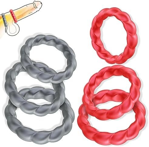 Avvolg Silicone Penis Ring Kit,Cock Rings For Men,Adult Sex Toys, Stretchy Male Dick Erection Enhancing Tools, Couples' Games Comfort Sensory Ring Set (A)