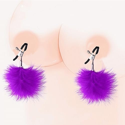 Jesakmie Nipple Toys, Nipple Clamp Set With Body Chain Jewelry Set, Purple Feather Non Piercing Nipple Breast Clips For Women Couple - Image 2