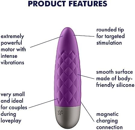 Satisfyer Ultra Power Bullet 5 Mini Bullet Vibrator - Clitoral Stimulator, Personal Massager, Round Voluminous Tip - Portable, Textured, Waterproof, Rechargeable, 10Cm (Black) - Image 3