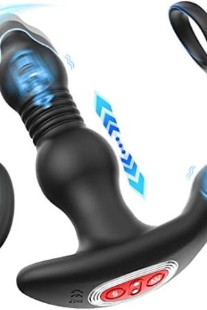 Prostate Massager Anal Vibrator For Men - Anal Sex Toys With Cock Ring, Mens Adult Sex Toys Anal Dildo 10 Thrusting & Vibrating Modes With Remote, Male Butt Plug Stimulator G Spot For Couples Pleasure