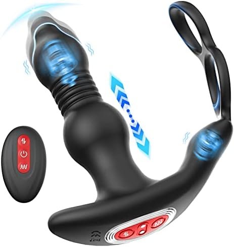Prostate Massager Anal Vibrator For Men - Anal Sex Toys With Cock Ring, Mens Adult Sex Toys Anal Dildo 10 Thrusting & Vibrating Modes With Remote, Male Butt Plug Stimulator G Spot For Couples Pleasure