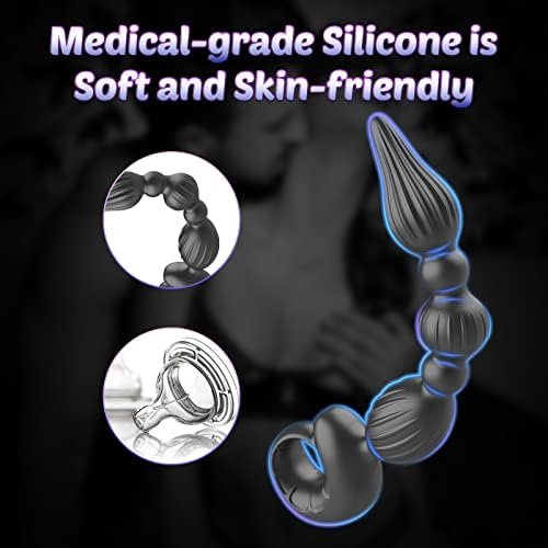 Vibrating Anal Beads Butt Plug,Anal Vibrator Silicone Prostate Massager With 10 Vibration Modes Graduated Design Waterproof Prostate Stimulator G-Spot Anal Sex Toys For Men, Women And Couples - Image 3