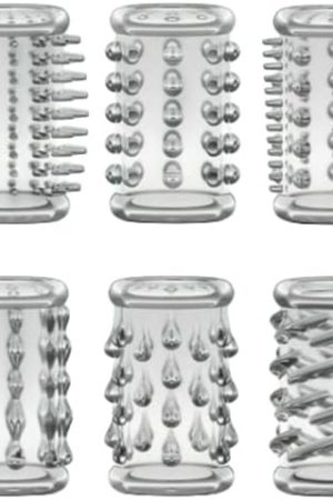 Goeskba 6Pcs Male Reusable Silicone Penis Rings Extender Enlarger Sleeve Bigger Girth Enhancer Cock Rings For Adult Sex Toys