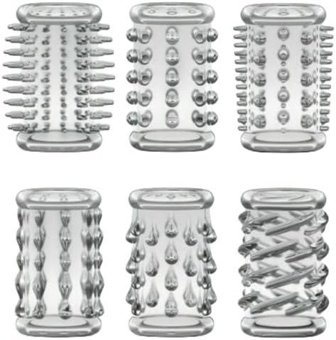 Goeskba 6Pcs Male Reusable Silicone Penis Rings Extender Enlarger Sleeve Bigger Girth Enhancer Cock Rings For Adult Sex Toys