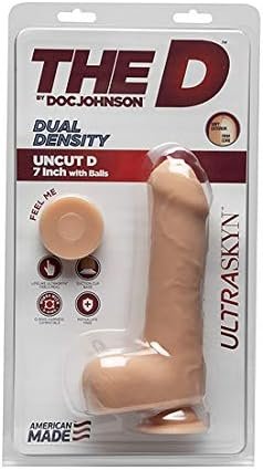 Doc Johnson The D - Uncut D - 7 Inch With Balls - Ultraskyn - 7" Long And 1.75" Wide - Suction Cup Base - O-Ring Harness Compatible Dildo, Vanilla - Image 2