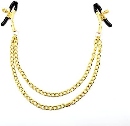 Lanwan Nipple Clamps With 2Pcs Chain Breasts Clips Non-Piercing Metal Body Entertainment Breasts Clip For Women Sex Pleasure Silver
