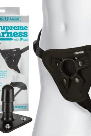 Doc Johnson Vac-U-Lock Platinum Edition Supreme Adult Harness With Plug - Adult Toys For Men And Women (Black)