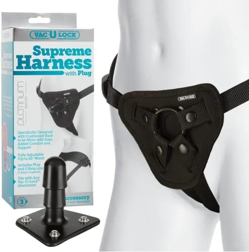 Doc Johnson Vac-U-Lock Platinum Edition Supreme Adult Harness With Plug - Adult Toys For Men And Women (Black)