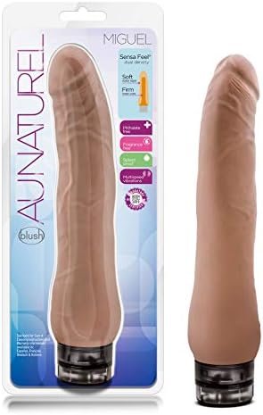 Blush Au Naturel - 10" Sensa Feel Dual Density Long Vibrating Dildo - Ipx7 Waterproof - Multi Speed Realistic Slim Vibrator - Sex Toy For Women Men Couples - Latin