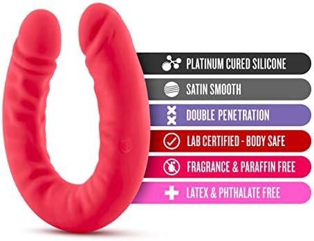 Blush Ruse Platinum Cured Ultrasilk Purio™ Silicone Double Headed Dildo - 18 Inch Curved Realistic Dp Double Penetration - 1.75" Thick - Male Female Pleasure Adult Sex Toy - Women Men Couples - Cerise - Image 2