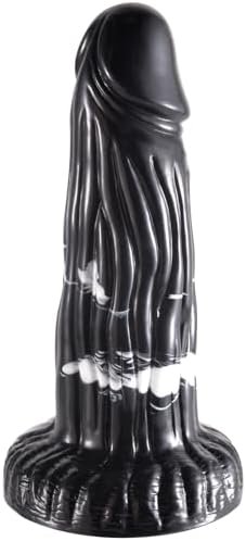Shkanla 5.9 Inch Silicone Anal Dildo, Realistic Vaginal G-Spot Penis With Strong Suction Cup, Anal Plug Prostate Massage Lifelike Adult Sex Toy For Beginners (Black White S)