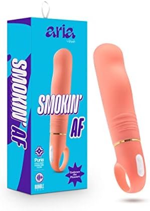 Blush Aria Smokin Af Silicone Vibrator - Rumbletech Powerful Rumbly 10 Vibration Settings - Curved For Perfect G Spot Stimulation - Ipx7 Waterproof - Finger Loop For Accessibility - Sex Toy