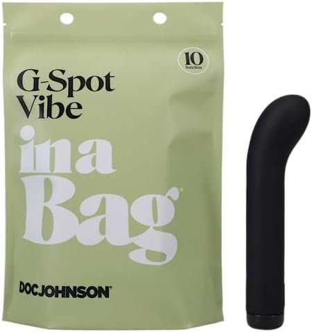 Doc Johnson – G Spot Vibe In A Bag Collection, Adult Vibrating Massager, 10 Powerful Vibrations, Quiet Motor, Silicone, Usb Rechargeable, Length 6.5 Inch And Width 1.5 Inch (Black)