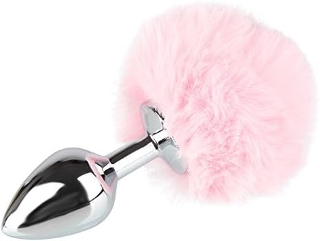 Beauty7 Rabbit Bunny Tail Anal Plug Starter Trainer Kit Set Medical Grade Stainless Steel Hypoallergenic Anus Butt Women Men Fetish Sex Toys (Pink,S)