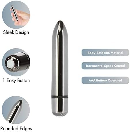 Pure Love 3.7 Inch Vibrating Bullet Platinum Color, Waterproof With Variable Touch Speed Control, Adult Sex Toy, Metallic Grey Vibrator - Image 3