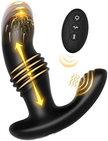 Thrusting Anal Plug Vibrator For Men Women - Wireless Remote 7 Vibrating 3 Thrusting Adult Sex Toy Pleasure Devices Anales Plugs Butt Prostate Massager For Man Women Couple Black