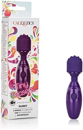 Calexotics Tiny Teasers Nubby - Waterproof Bullet Vibrator With Removable Tip - Adult Toys For Couples - Pocket Vibrator With Nubbed Tip - Purple