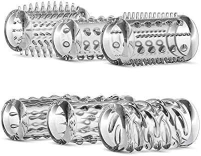 Cock Rings With 6 Stretchy Textured Studded Stretchy Penis Sleeve Set,Stretchy Textured Studded Tear Resistant One Size Penis Rings Erection Enhancing Enhance Men Adult Sex Toys For Men