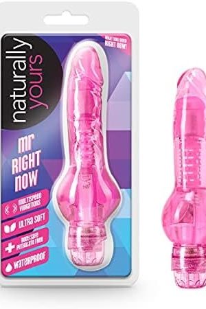 Blush Mr. Right Now - Petite 6.5 Inch Curved Vibrating Dildo - Strong Powerful Tunable Vibrations - Soft 1" Slim Shaft - Ipx7 Waterproof For Bath Time Play - Beginners Sex Toy For Women - Clear Pink