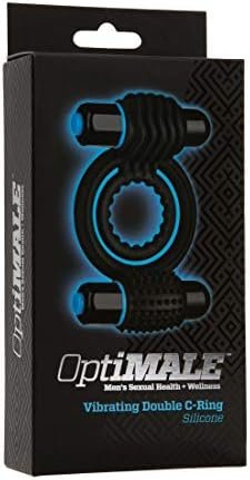 Doc Johnson Optimale - Vibrating Double C-Ring - Two Rings, One For Shaft, One For Testicles - Stretchable Silicone - 2 Powerful And Removable 10 Function Bullets - Slate - Image 2