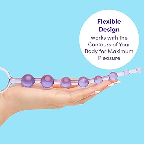 Lovehoney Purple Anal Beads With Finger Loop - Beginner Friendly - 8 Inch - Image 3