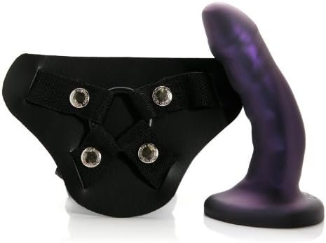 Tantus Sex/Adult Toys Strap On Kit W/Curve Dildo - 100% Ultra-Premium Silicone Waterproof Vibrator Suction Cup Compatible Realistic, G-Spot & P-Spot Stimulation - Midnight Purple