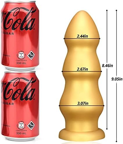 T-Explorer Gold Thick Anal Beads Anal Plug, Butt Plug Dildos Flexible Liquid Silicone Butt Plug Vaginal Prostate Massage Stimulation Masturbators Sex Toys With Strong Suction Base For Men Women (S) - Image 2