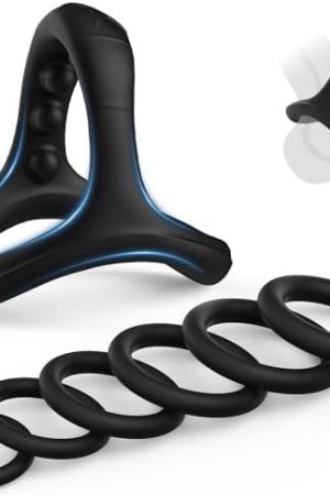 Silicone Cock Ring Sex Toys For Men Penis Rings Set With 7 Different Sizes For Erection Enhancing, Long Lasting Stronger Strechy Adult Toys For Men Or Couple (Black)