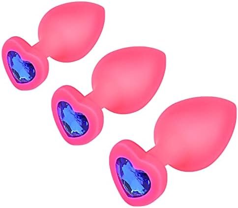 3Pcs Anal Plug Set Heart Shaped Anal Trainer Kit For Women Men Couples (Black)