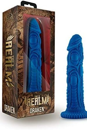 Blush The Realm Draken Silicone Dragon Dildo, Lock On Attachment Compatible, Sex Toy For Women, Sex Toy For Adults, Blue
