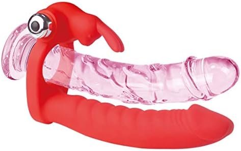 Erun Silicone Butt Plug Dual Penetration Vibrating Double Dildo With Cock Ring Penetrator Men Couple Anal Plug Sex Strapon Enhancer 7 Speed Adult Women Pleasure (Red) - Image 3