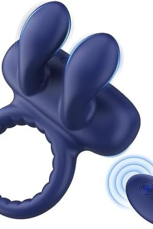 Vibrating Cock Ring With Bunny Ears, Silicone Penis Ring Couple Vibrator With 10 Vibration Modes For Testicles Stimulation & Longer Harder Stronger Erection, Remote Control Sex Toys For Men Couples