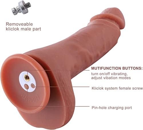 Hismith 8.35" Vibrating Dildo, Curved Dong With Slightly Veins, Autmatic Bending Fuction, 6.8" Insert-Able Length, 1.9” Max Width - Vibration Series - Image 3