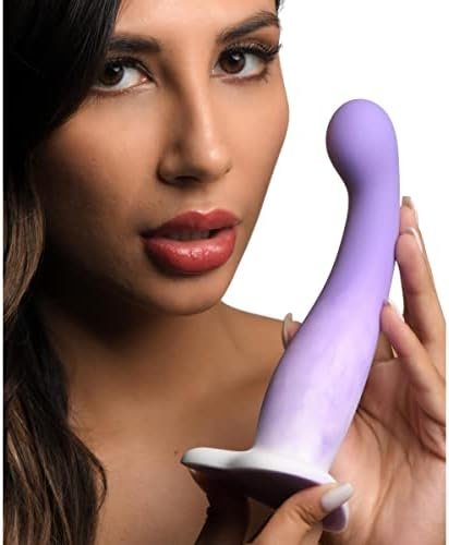 Simply Sweet Slim G-Spot Silicone Dildo For Men, Women, & Couples. Slim G-Spot Dildo Made With Premium Silicone Wide Heart Shaped Base Firm & Flexible. 1 Piece, Purple. - Image 3